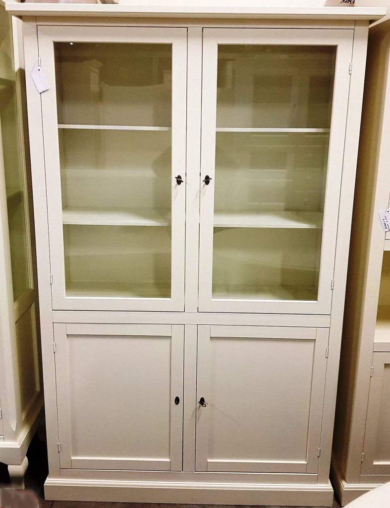 Libreria vetrina classica in legno bianco 120x41x187h (1390) - Mobili 2G