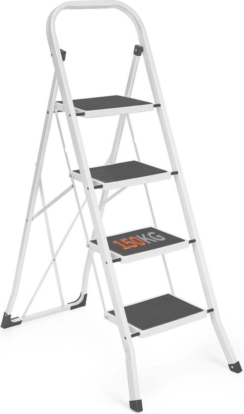 Ladder 4-tredi pieghevole - Antiscivolo con maniglia, robusta e multifunzionale per uso domestico e ufficio, carico massimo 150 kg