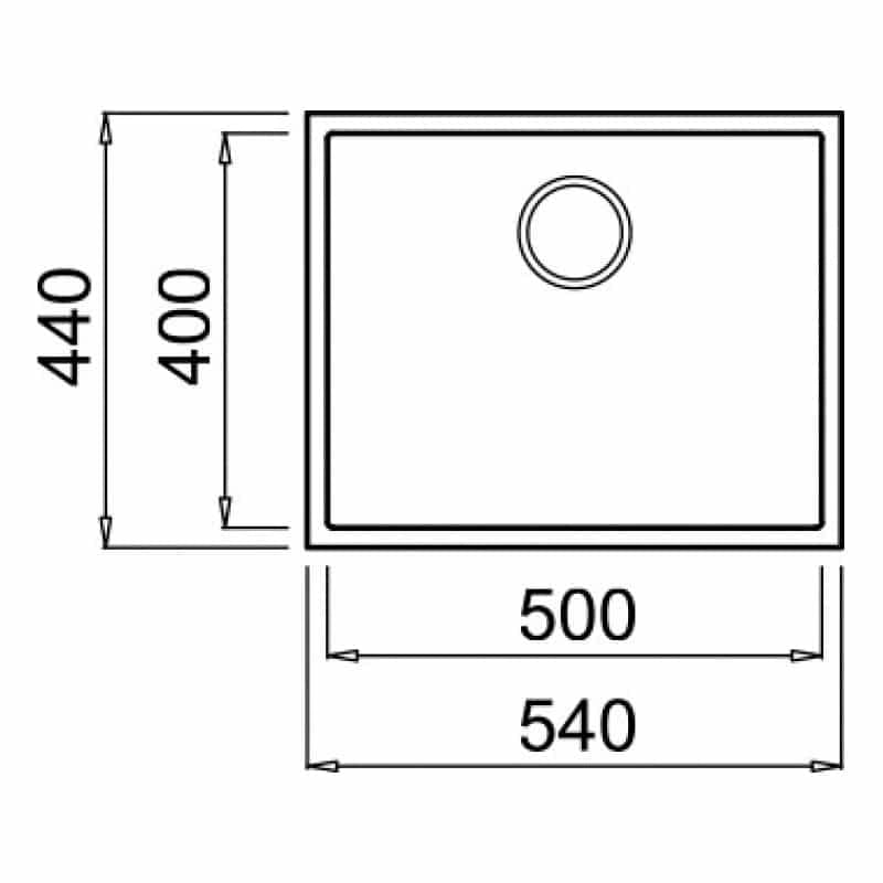 Lavello Elleci Incasso 1 vasca 54x44 Quadra 105 Sottotop Keratek Plus Grigio Dark Grey LKQ10599BSO