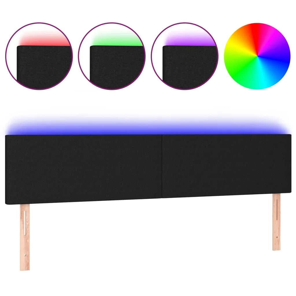 Testiera | Testata a LED Nera 160x5x78/88 cm in Tessuto