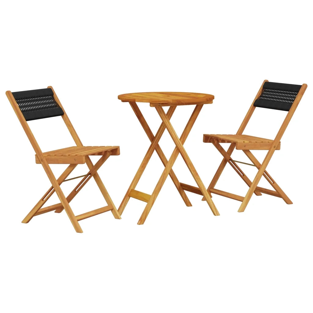Set da Bistrot 3pz Nero in Polipropilene e Legno Massello 3281745