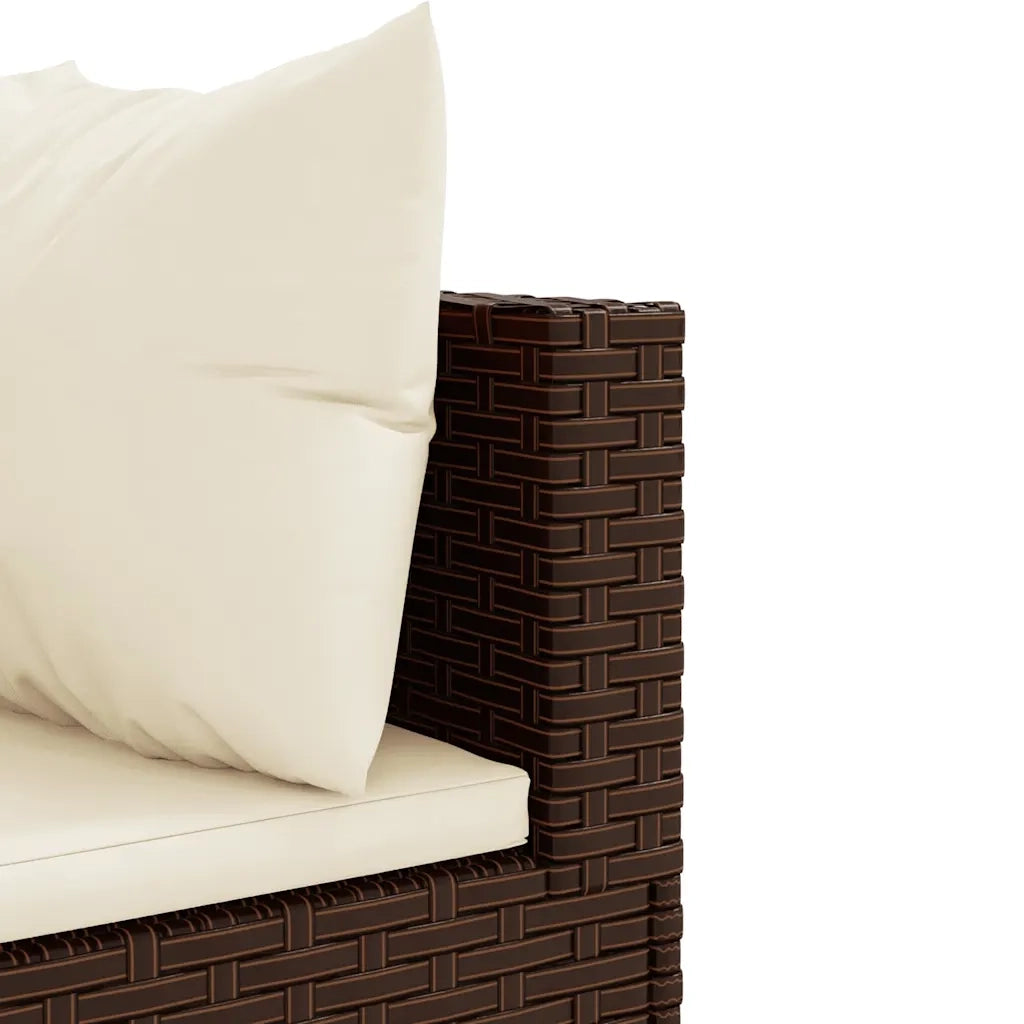 Set Divani da Giardino 5 pz con Cuscini Marrone in Polyrattan