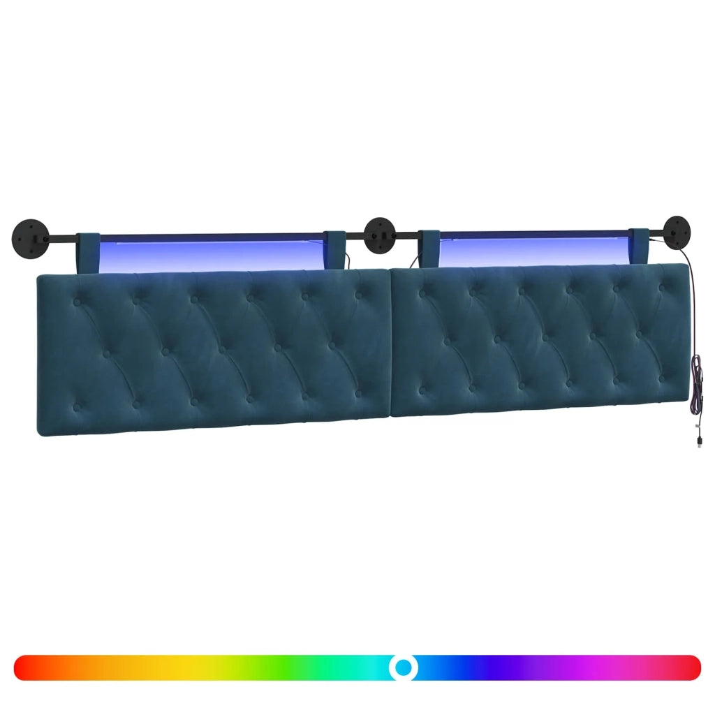 Testiera | Testata sospesa Con luce LED Blu Velluto