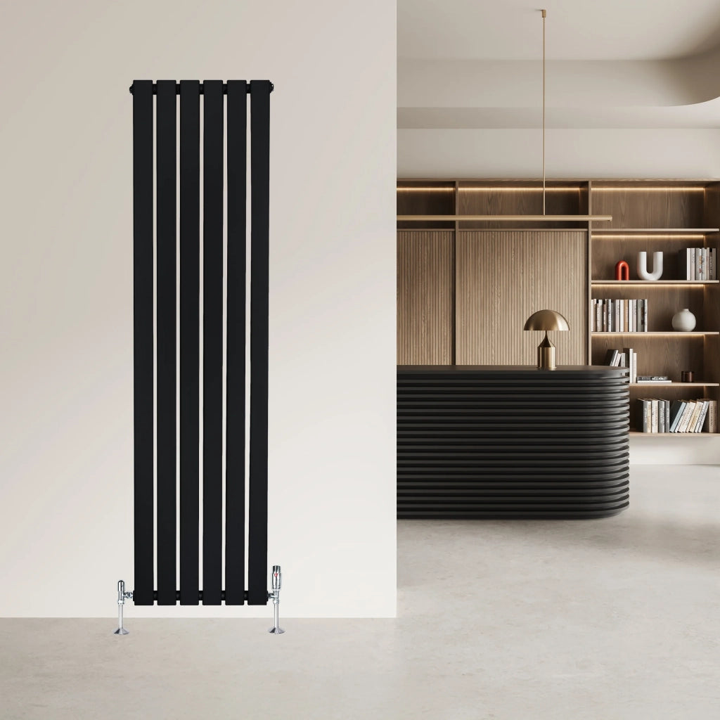 Radiatore Verticale Design Piatto Colonna Singola Nero 1600x420 mm