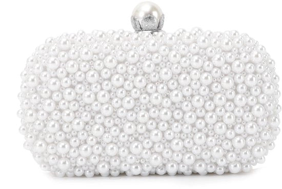 Clutch per donna in pizzo elegante con chiusura a zip e decorazioni in metallo per occasioni formali