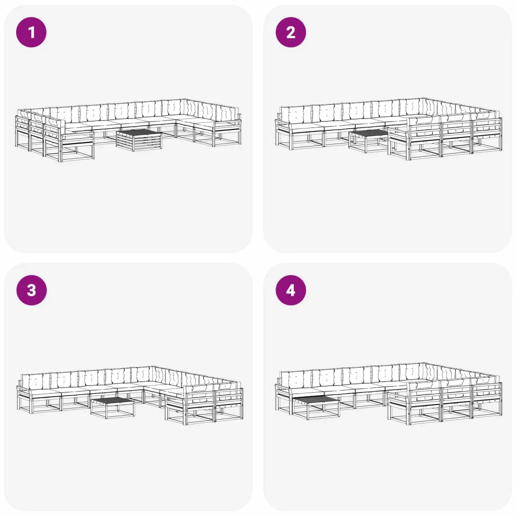 Set di divani da esterno con cuscino 11 pcs Bianco e Beige 3387142