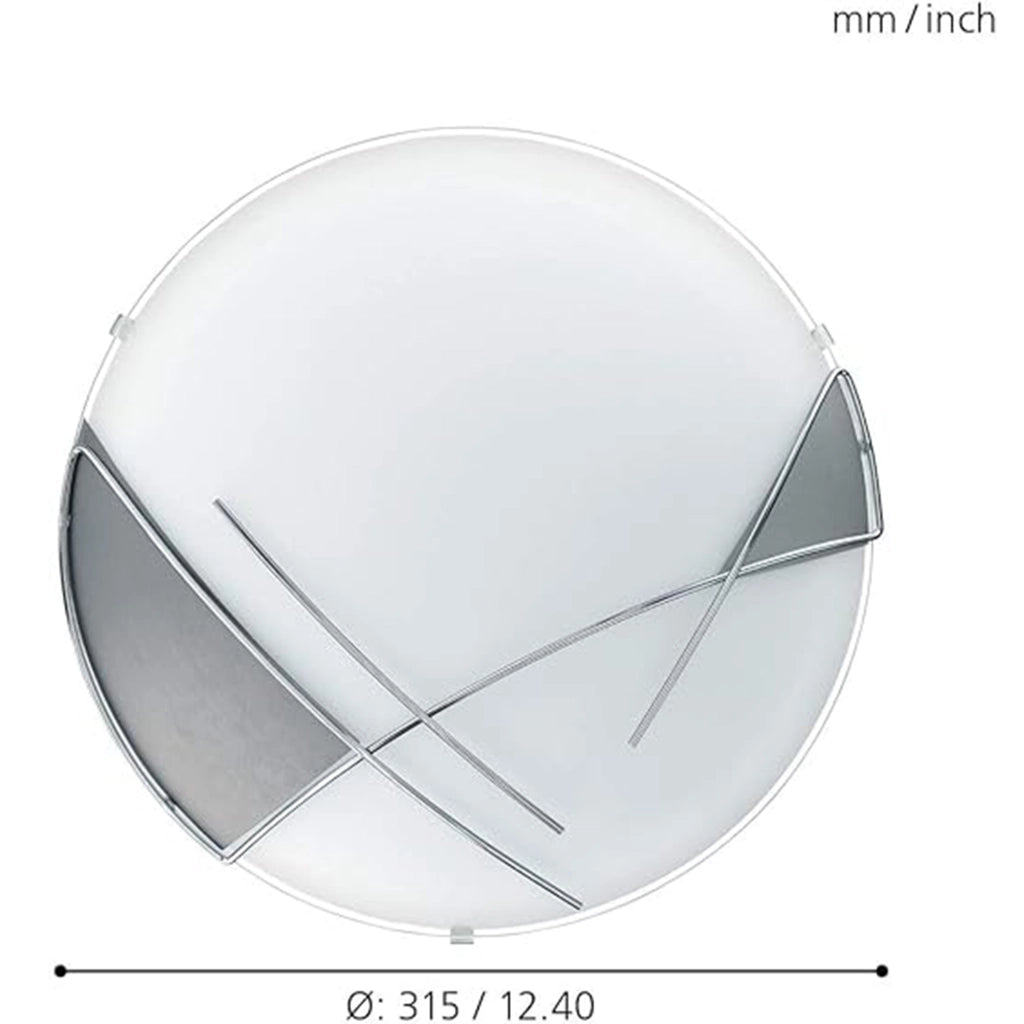 Plafoniera/Applique Contemporanea Raya Vetro Argento E Bianco 1 Luce E27