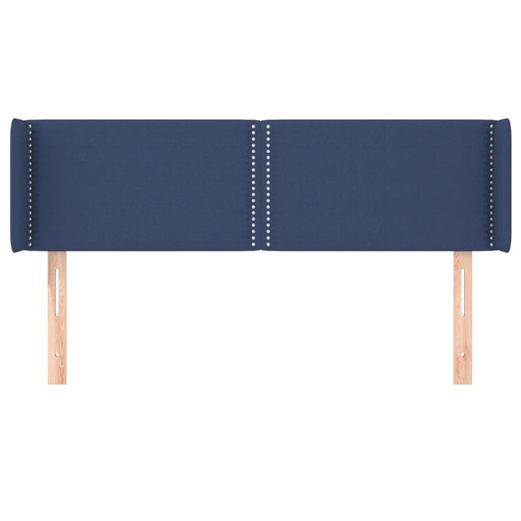 Testiera | Testata ad Orecchio Blu 147x16x78/88cm in Tessuto