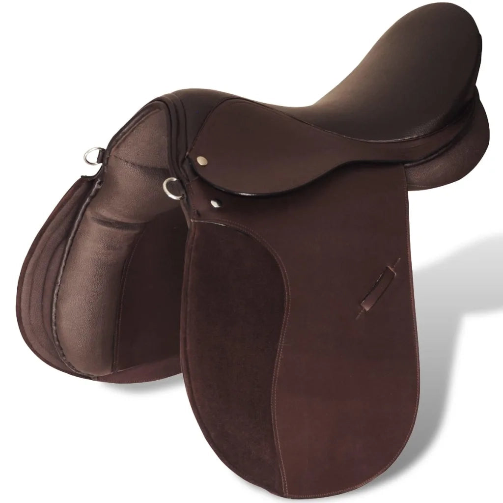 Set Sella Equitazione 16" in pelle naturale Marrone 14 cm 5-in-1 90646