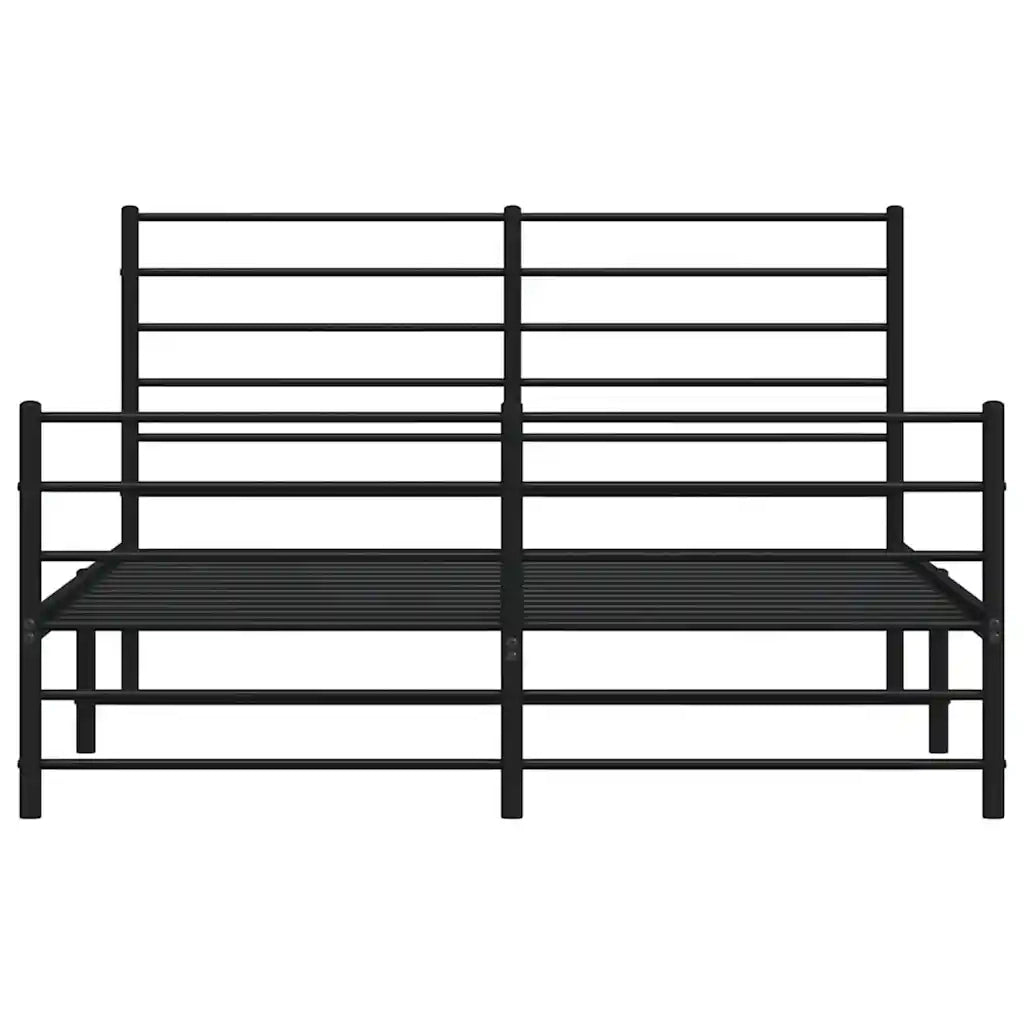 Letto matrimoniale | Letto per adulti | Giroletto con Testiera e Pediera Metallo Nero 140x190 cm