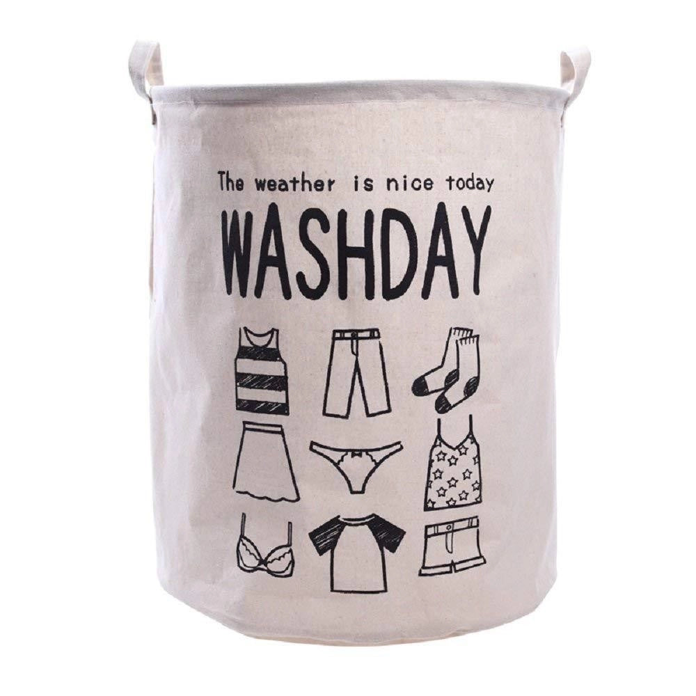 Trade Shop - Cesto Porta Biancheria Pieghevole In Stoffa Bicolor Con Manici 41 X 23 X 56 Cm -