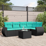 Set Divani da Giardino 6 pz con Cuscini Nero in Polyrattan 3221336
