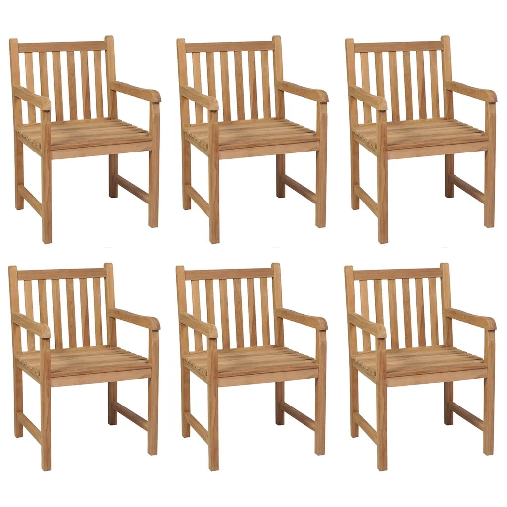 Sedie da Giardino 6 pz e Cuscini Bianco Crema Massello di Teak 3073048