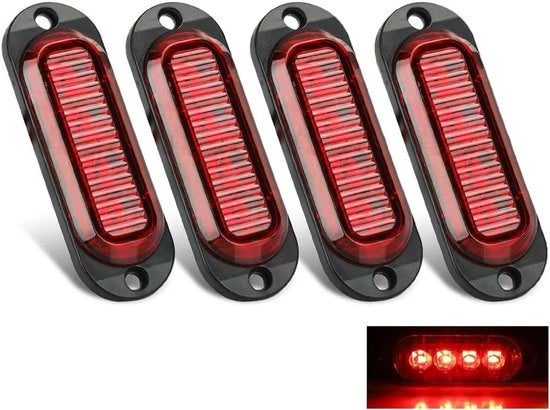 Faro LED per rimorchi e camion - Set da 4 - Rosso - DC 12V/24V