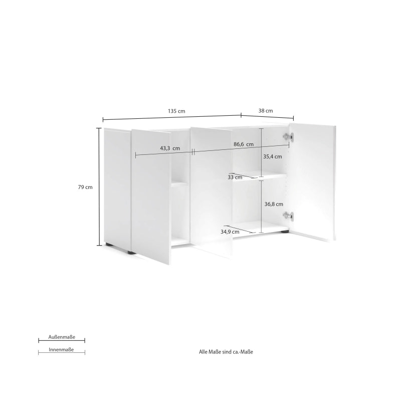Sideboard a 3 ante MISTER VERDE SALVIA made in Italy