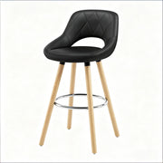 Sgabello da bar con schienale ergonomico e seduta in similpelle per cucina; bar e locali in legno nero