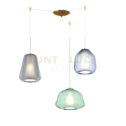 SOSPENSIONE OTTONE SAT. 3 LUCI SPOSTABILE VETRI ALPHA VE + BETA BL + GAMMA FU 1176OS-S3 S ABG-MC