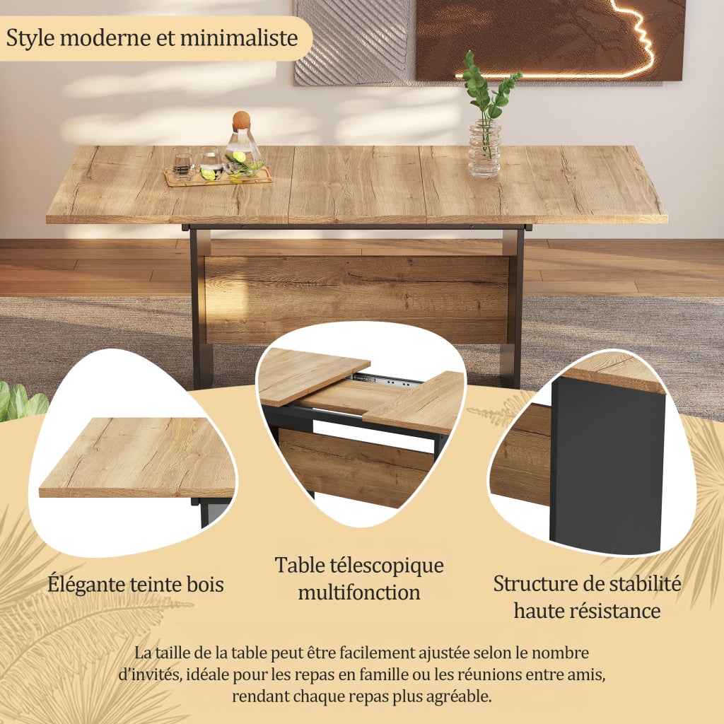 Tavolo da pranzo allungabile per 4-6 persone con piano estensibile e struttura in MDF per sala da pranzo; 180×80×75 cm