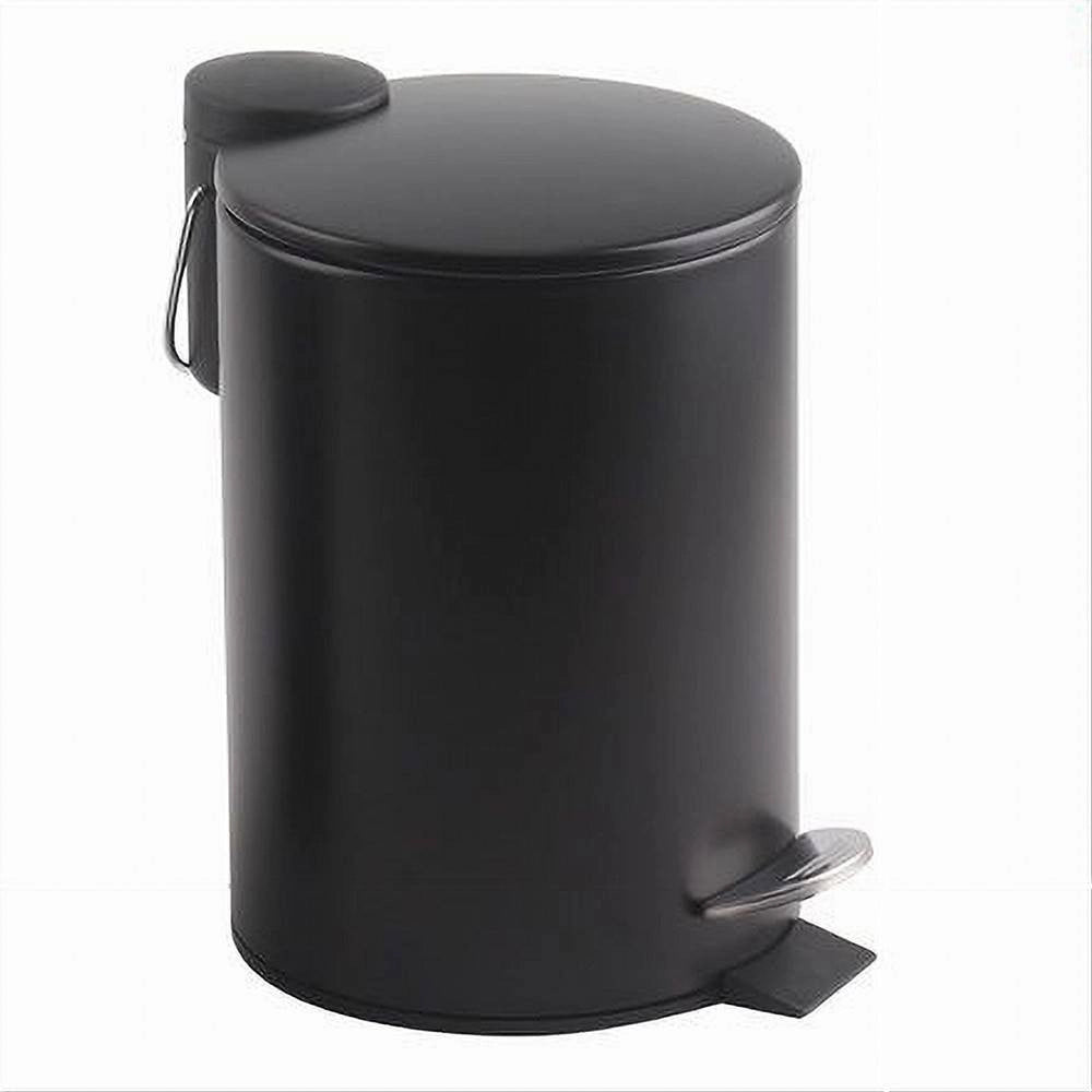 Trade Shop - Pattumiera Acciaio A Pedale 3 Lt Bidone Cestino Spazzatura Bagno Casa Nero 87453 -
