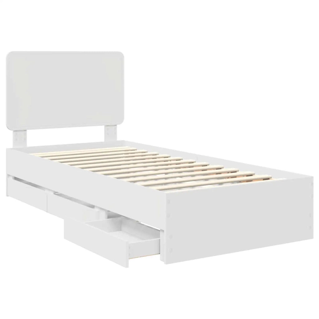 Letto singolo | Letto per adulti | Struttura del letto Bianco 100 x 200 cm Legno Ingegnerizzato