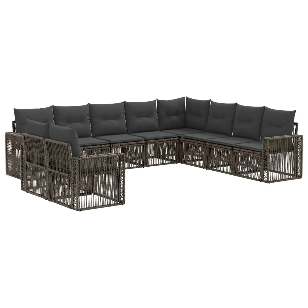 Set Divano da Giardino 10 pz Grigio e Grigio Scuro polyrattan 3435170
