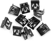 Clip di Paraurti Universali - 10 Pezzi - Metallo Nero - Duraturo - Accessorio Auto - Dimensioni 14x14,5mm - Autoclips
