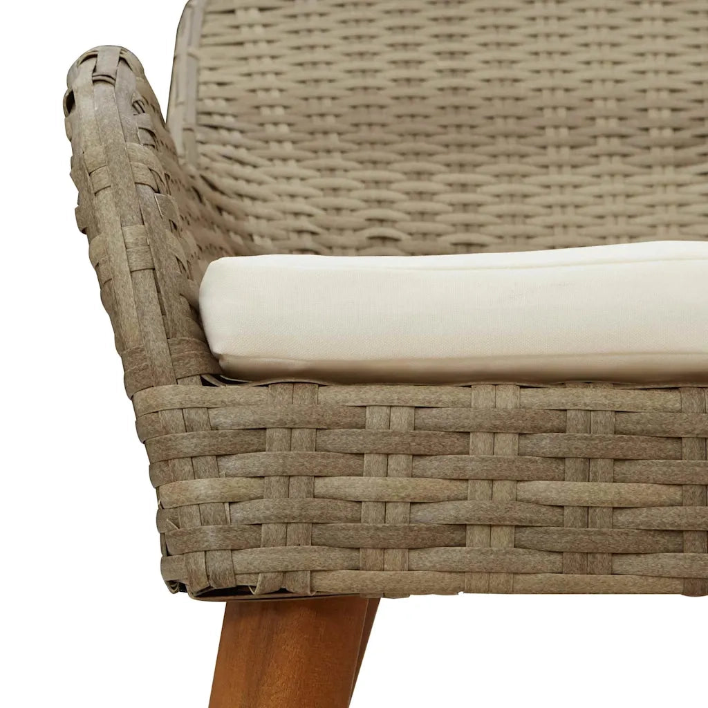 Set da Pranzo per Giardino con cuscino 3 pcs Beige polyrattan 3261691