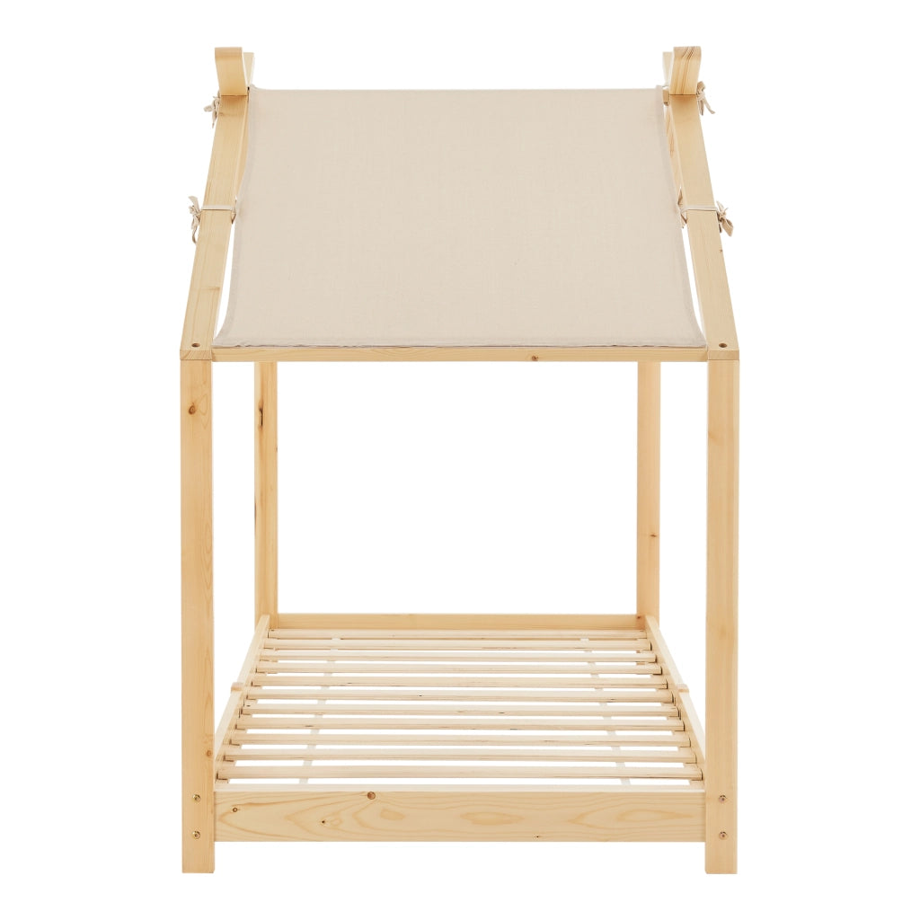 Letto Brome per Cameretta a Forma di Casetta e Materasso 90x200 cm Legno di Pino Naturale [en.casa]