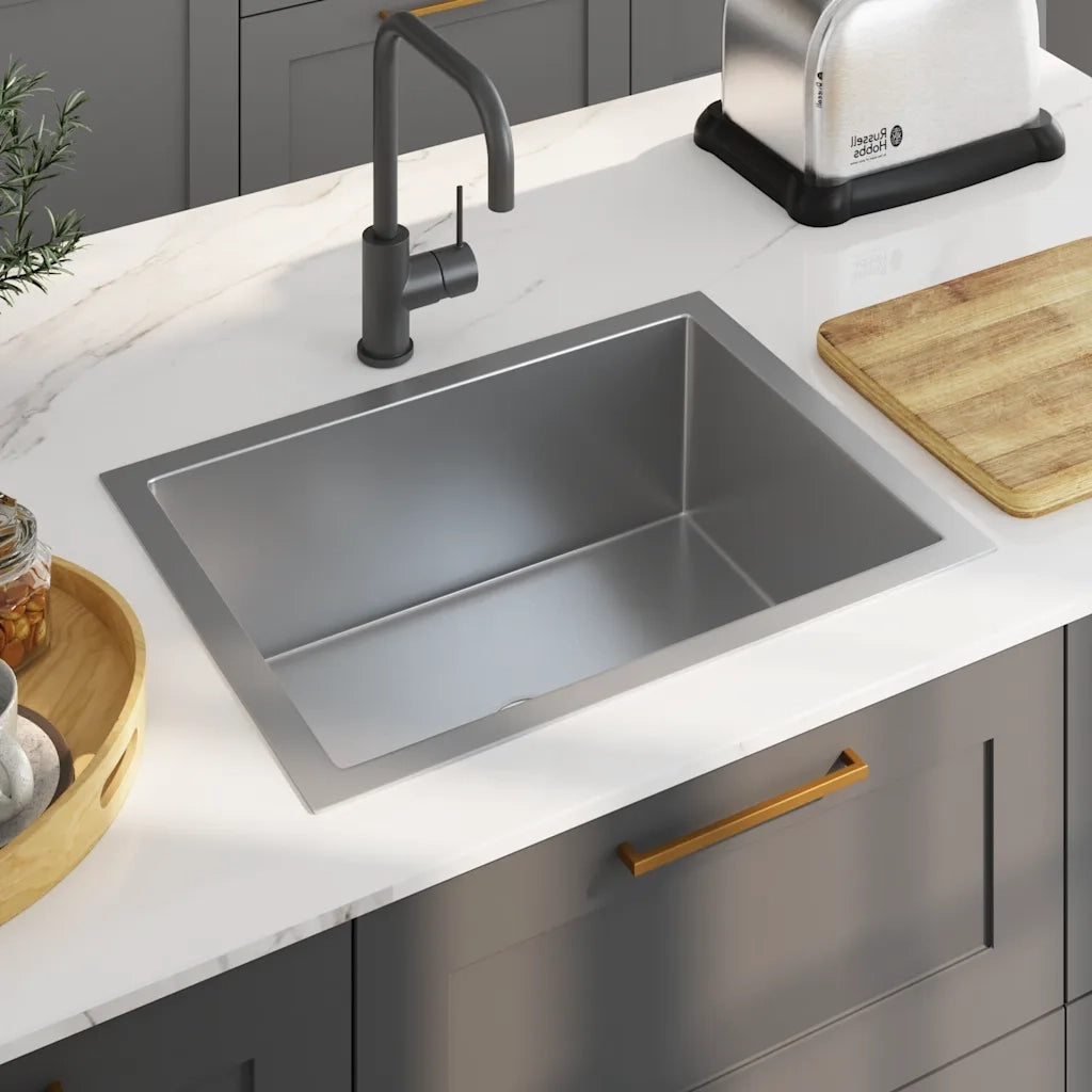 Lavello da Cucina Lavorato a Mano con Filtro in Acciaio Inox 145078