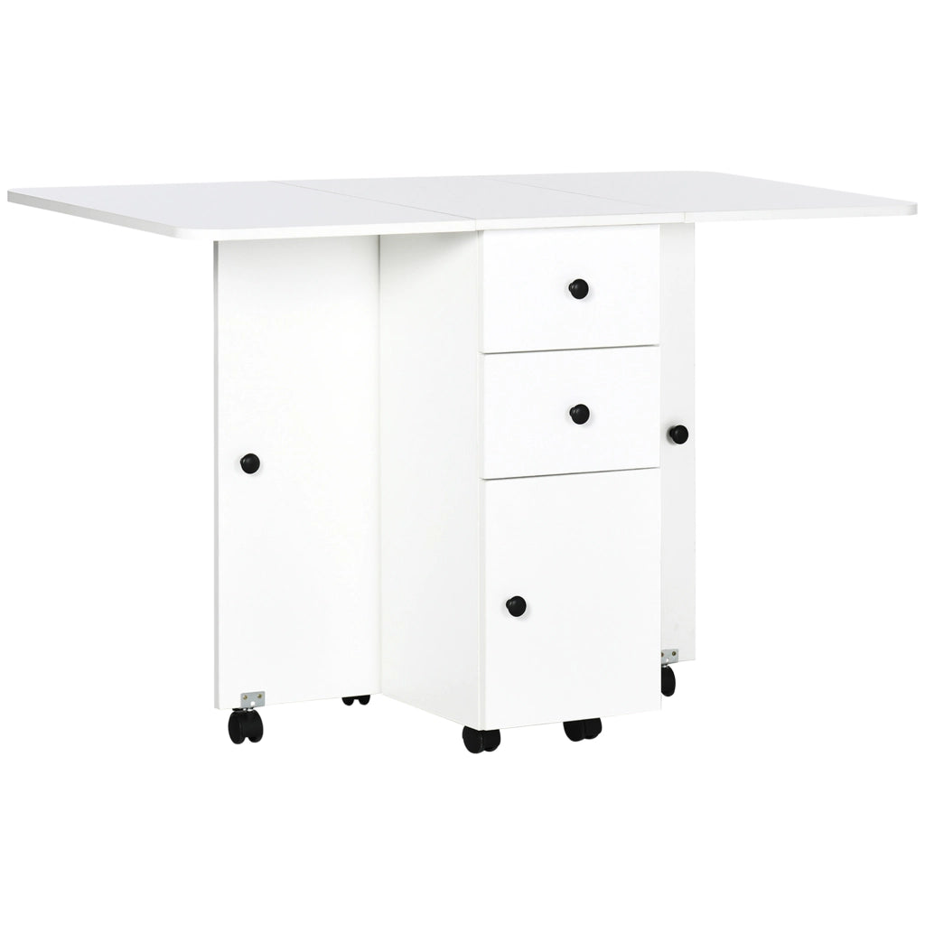 Tavolo da pranzo pieghevole allungabile con cassetti ¨C zephmum ¨C bianco 120x60x75 cm