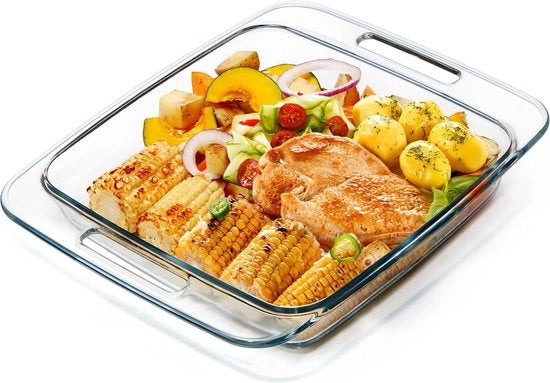 Ovenschotel in vetro per forno, teglia per forno grande, teglia per lasagna in vetro, teglia rettangolare per forno, teglia per lasagna, forma in vetro per forno, teglia per brasatura, teglia rettangolare per forno (3,0 litri)