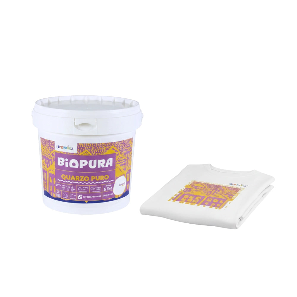 Kit pittura murale quarzo puro 5l e t-shirt cromika smiling houses *** misura extralarge - xl, confezione 1