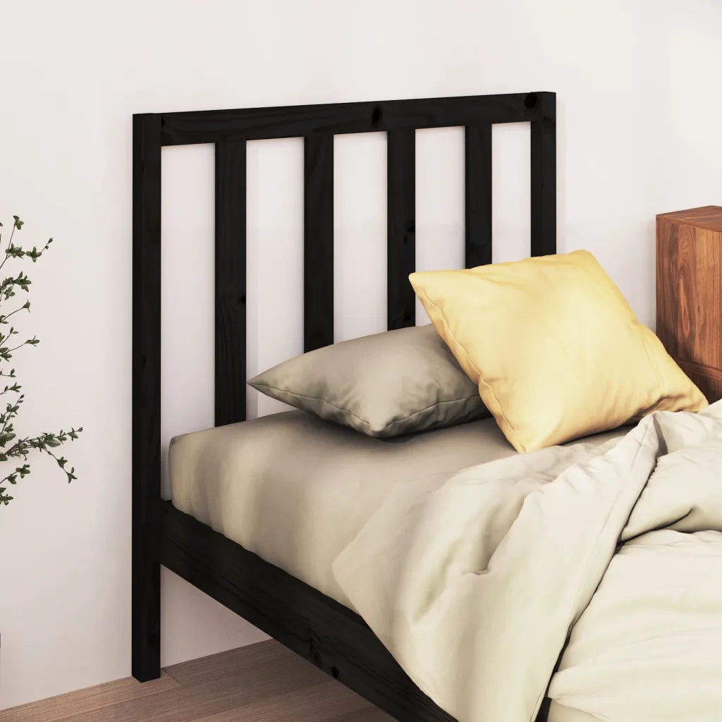 Testiera per Letto Nera 81x4x100 cm in Legno Massello di Pino 817669