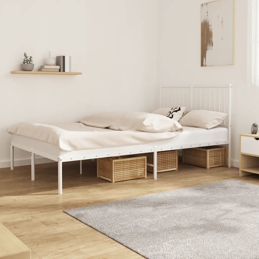 Letto matrimoniale | Letto per adulti | Giroletto con Testiera Metallo Bianco 120x190 cm