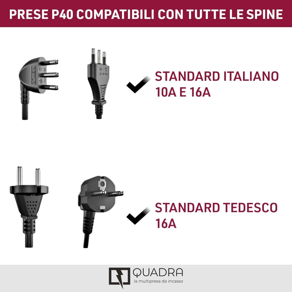 MULTIPRESA ESTERNA  QUADRA 4 PRESE BIP.SCH NERA- 1,0 pz