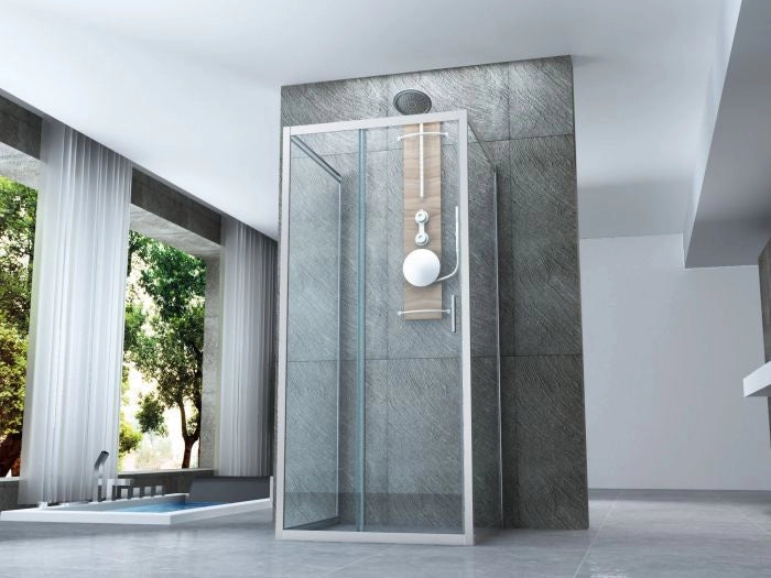 Box doccia Cristallo 6 mm - 3 lati due fissi piu' porta scorrevole Trasparente - Misura: 70 x 100 x 70 x h190 cm