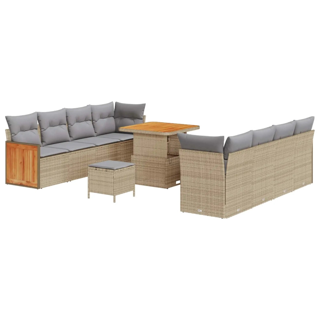 Set Divano da Giardino con cuscino 11 pcs Beige e Grigio Chiaro 3363147