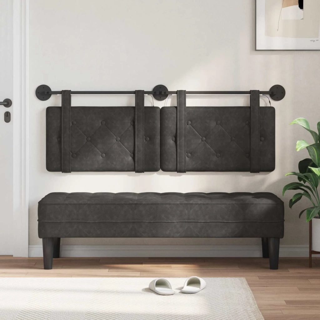 Testiera sospesa Con luce LED Nero PU Antico 3424187