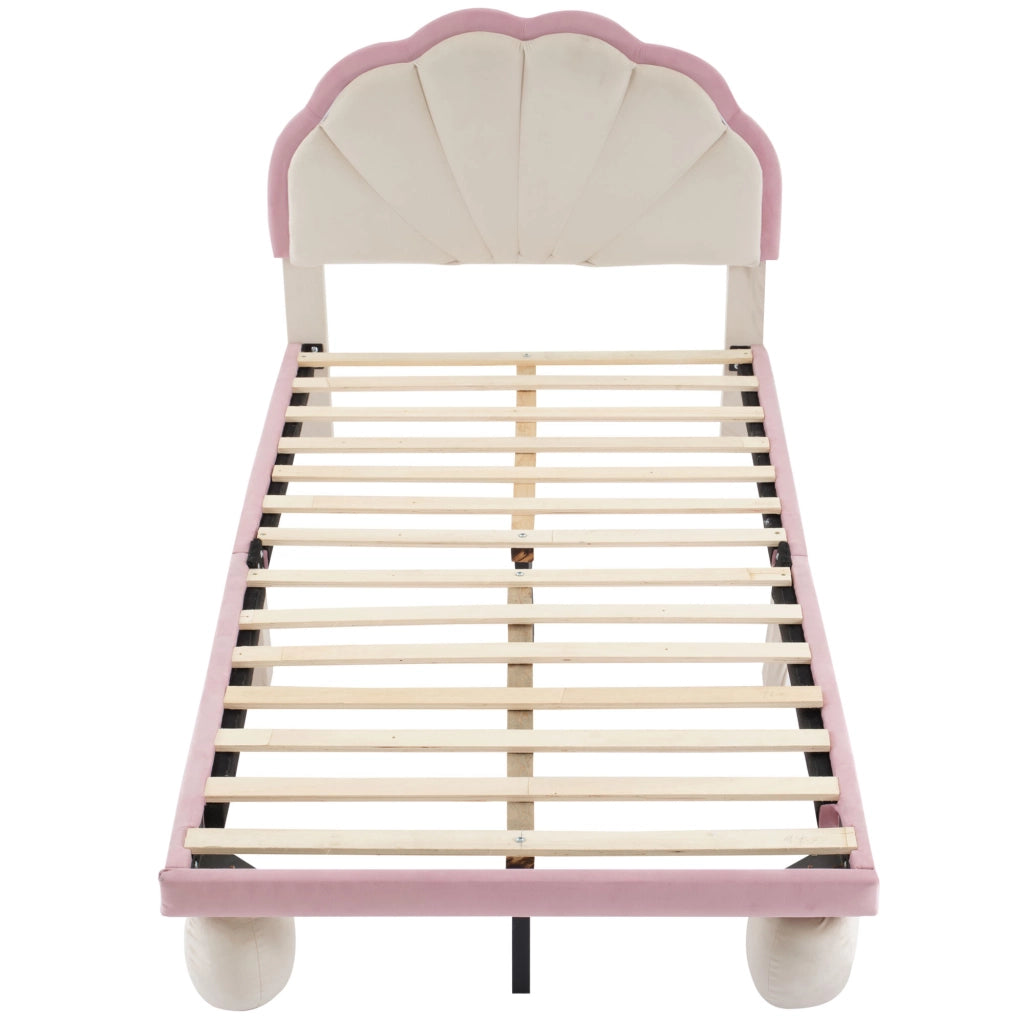 letto imbottito velluto beige rosa 90 x 200 cm