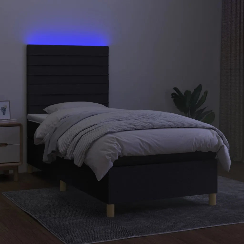Letto a Molle con Materasso e LED Nero 90x190 cm in Tessuto 3135479