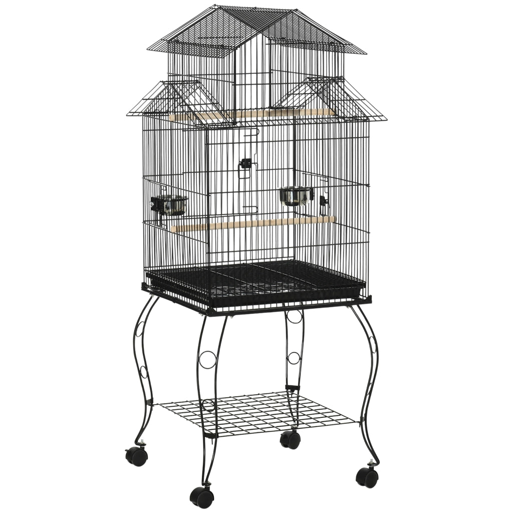 Gabbia per Uccelli in Legno con Vassoio e Ruote ¨C Xylo ¨C 50x49x137cm