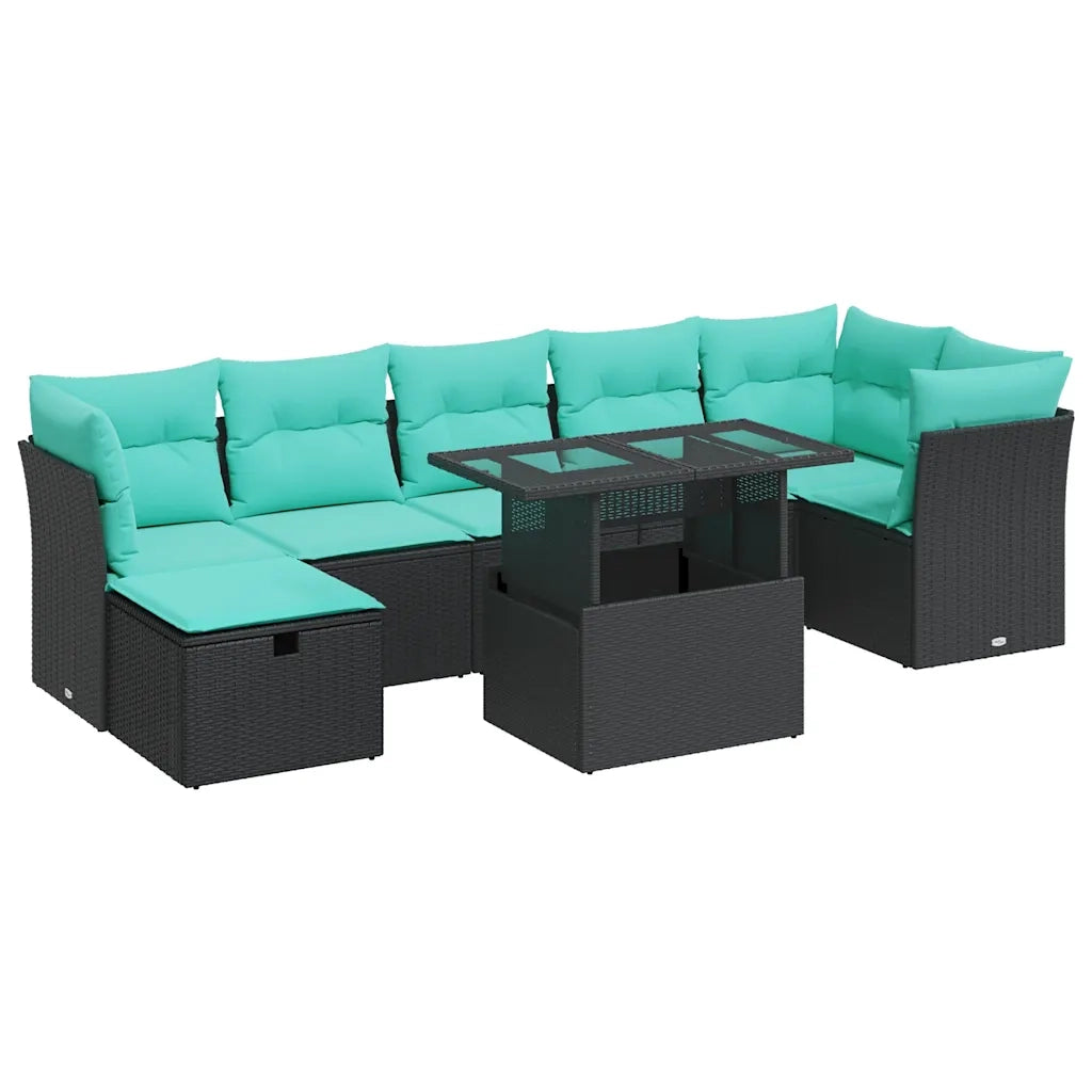 Set Divano da Giardino 8pz con Cuscini Grigio Polyrattan Acacia 3327787