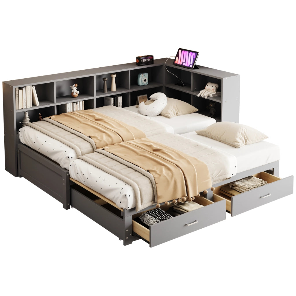 Letto estraibile con funzione divano in legno grigio 180x190 cm