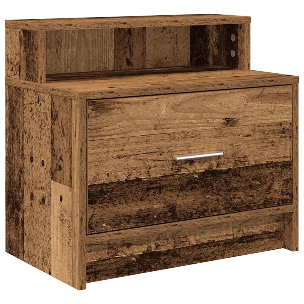 Comodini con Cassetto 2 pz-Set di 2 Tavolino da notte in Legno Antico 51x31x47 cm
