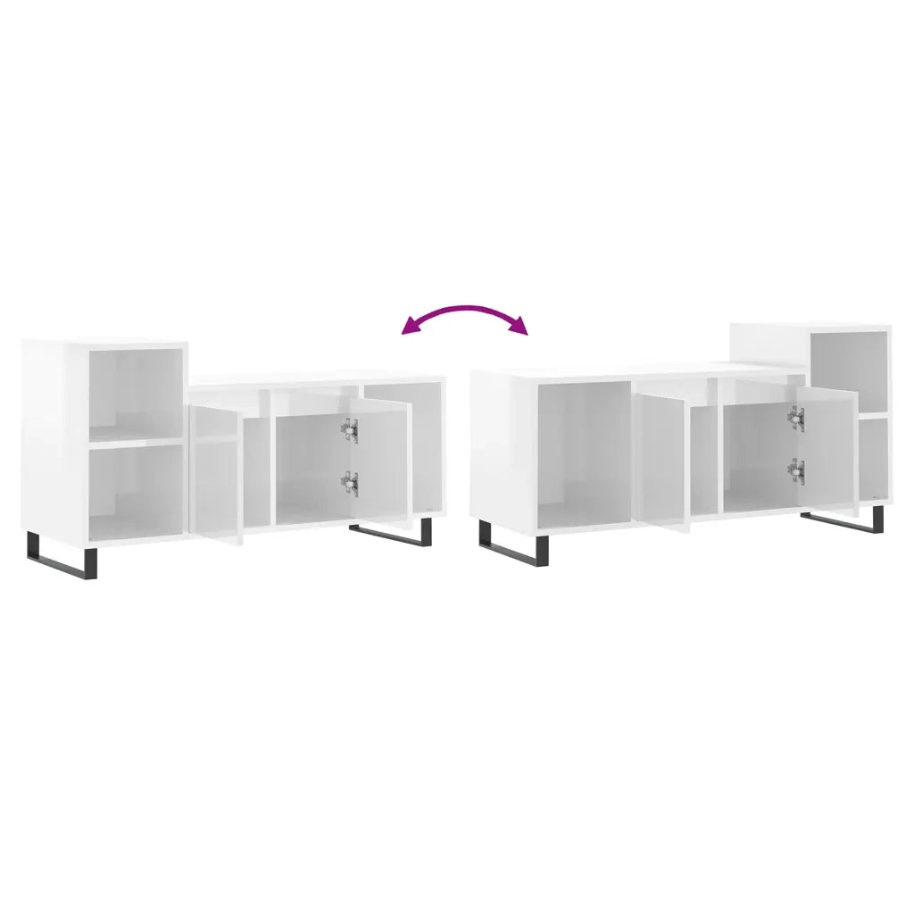 Mobile TV | Armadietto TV | Mobile Porta TV Bianco Lucido 100x35x55 cm in Legno Multistrato