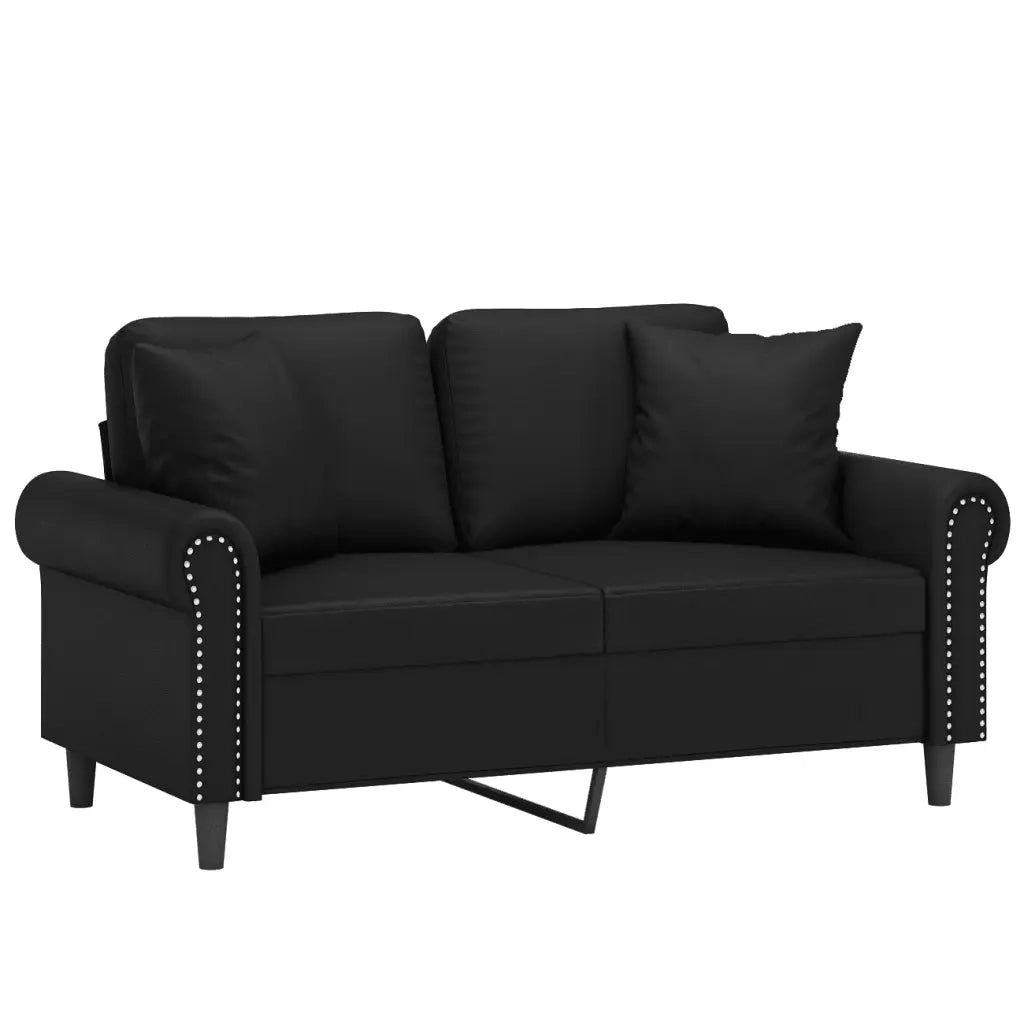 Divano | Divano da soggiorno | Sofa a 2 Posti con Cuscini Nero 120 cm in Similpelle