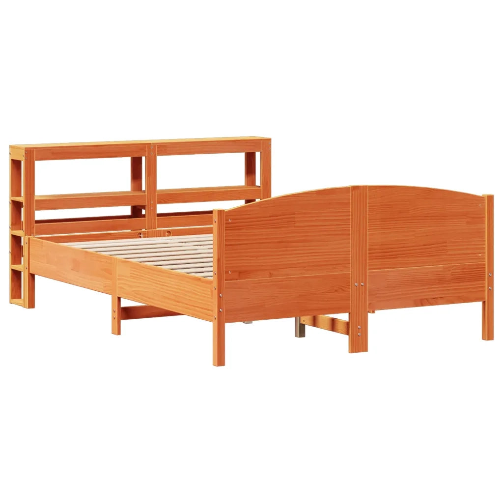 Letto senza Materasso-Struttura Letto Marrone Cera 135x190 cm in Legno di Pino 310257