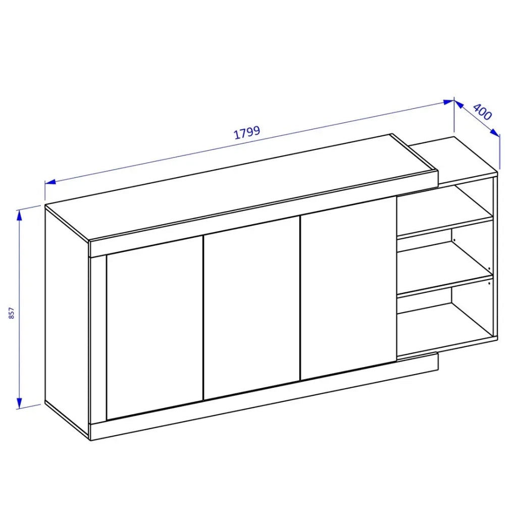 Buffet SINATRA – 180 cm in quercia e bianco lucido