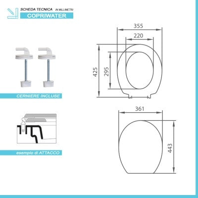 Copriwater compatibile per vaso Roca serie Laura in termoindurente bianco