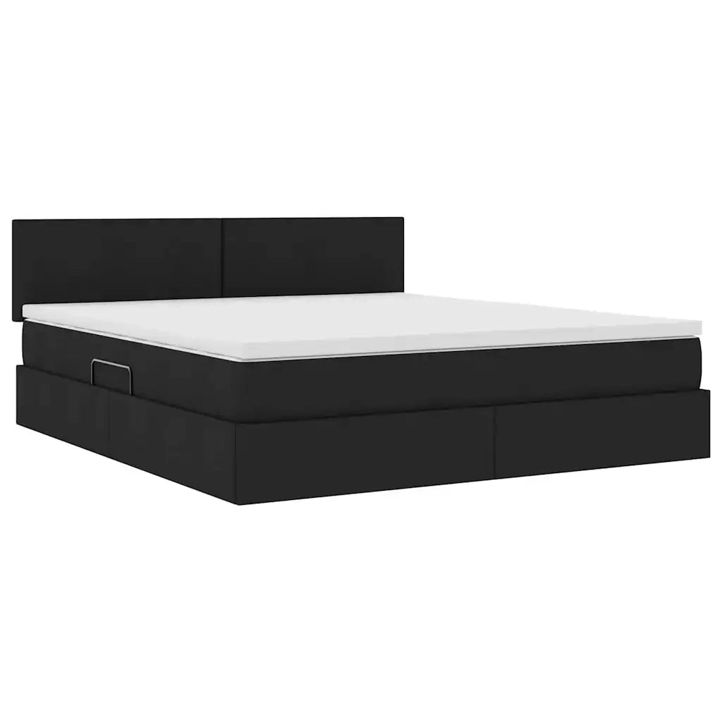 Letto con contenitore e LED con led Nero 160 x 200 cm Tessuto